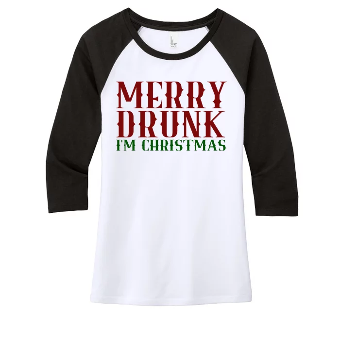 Merry Drunk Im Christmas Funny Holiday Women's Tri-Blend 3/4-Sleeve Raglan Shirt