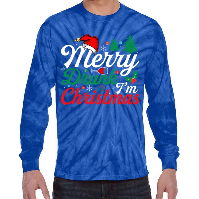 Merry Drunk IM Christmas Funny Santa Joke Xmas Beer Lover Funny Gift Tie-Dye Long Sleeve Shirt