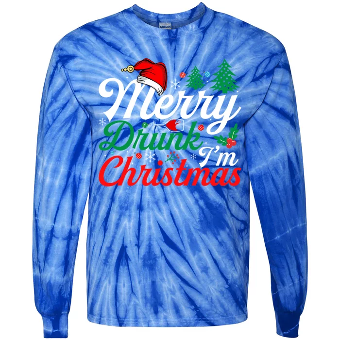 Merry Drunk IM Christmas Funny Santa Joke Xmas Beer Lover Funny Gift Tie-Dye Long Sleeve Shirt