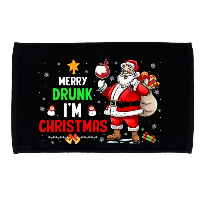 Merry Drunk Im Christmas Santa Ing Wine Xmas Er Gift Microfiber Hand Towel