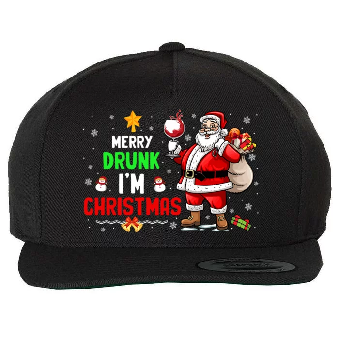 Merry Drunk Im Christmas Santa Ing Wine Xmas Er Gift Wool Snapback Cap