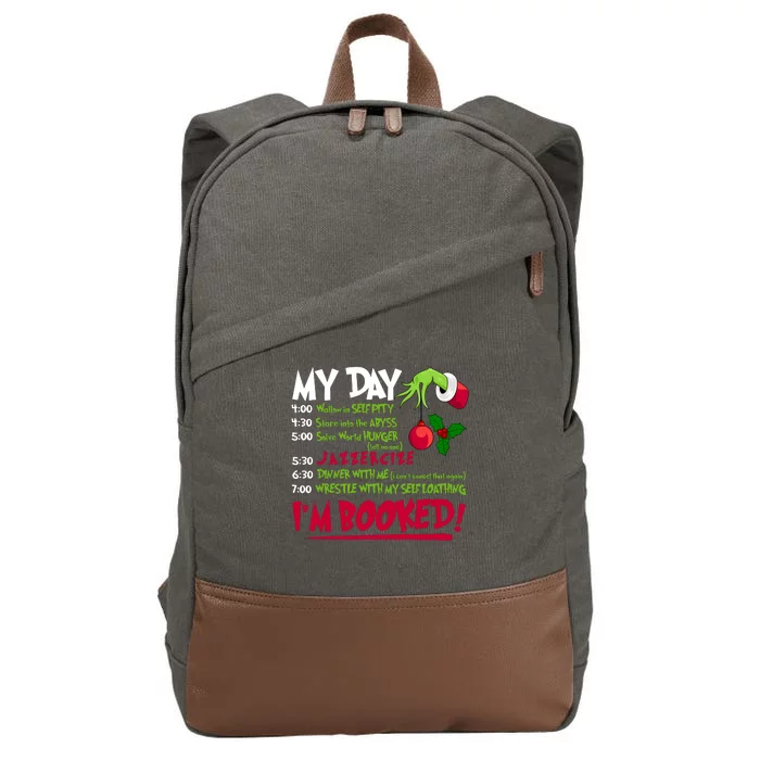 My Day Im Booked Funny Christmas Holiday Cotton Canvas Backpack