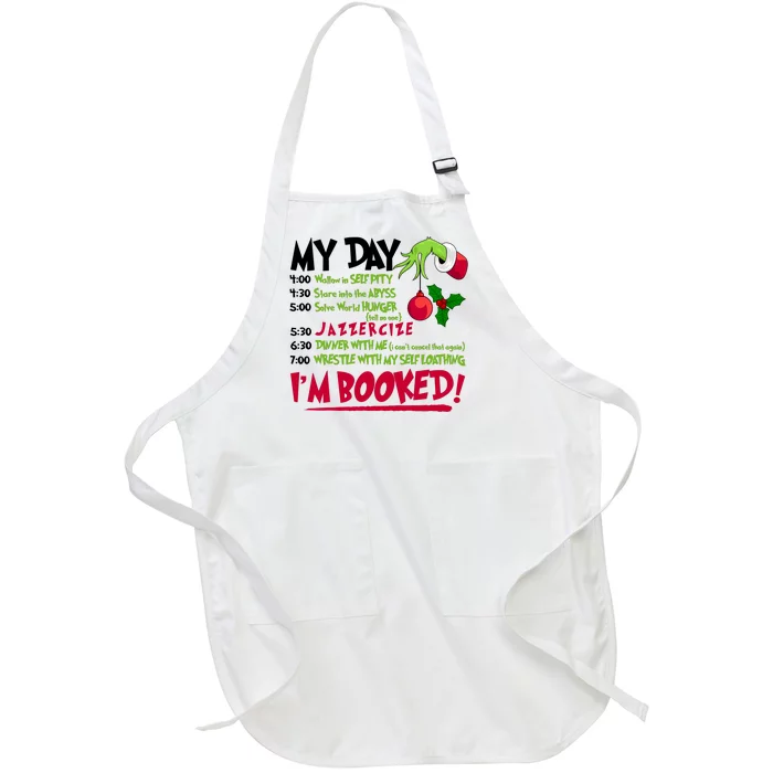 My Day Im Booked Funny Christmas Holiday Full-Length Apron With Pocket