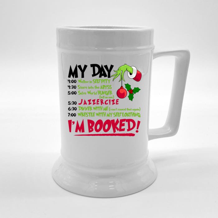 My Day Im Booked Funny Christmas Holiday Front & Back Beer Stein