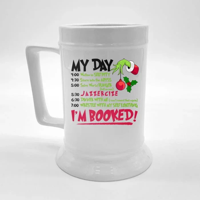 My Day Im Booked Funny Christmas Holiday Front & Back Beer Stein