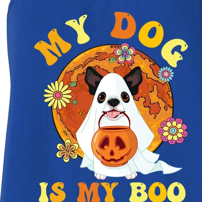 My Dog Is Boo Funny Dog Owner Boo Ghost Lover Halloween Gift Women's Racerback Tank