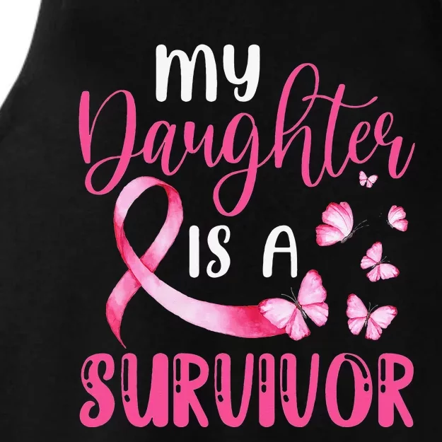 My Daughter Is A Survivor Breast Cancer Awareness Butterfly Ladies Tri-Blend Wicking Tank