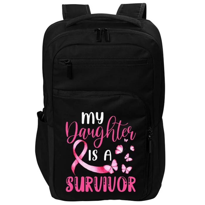 My Daughter Is A Survivor Breast Cancer Awareness Butterfly Impact Tech Backpack