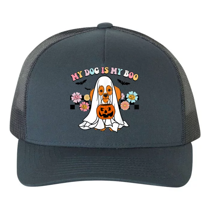 My Dog Is Boo Funny Poodle Ghost Lover Halloween Gift Yupoong Adult 5-Panel Trucker Hat