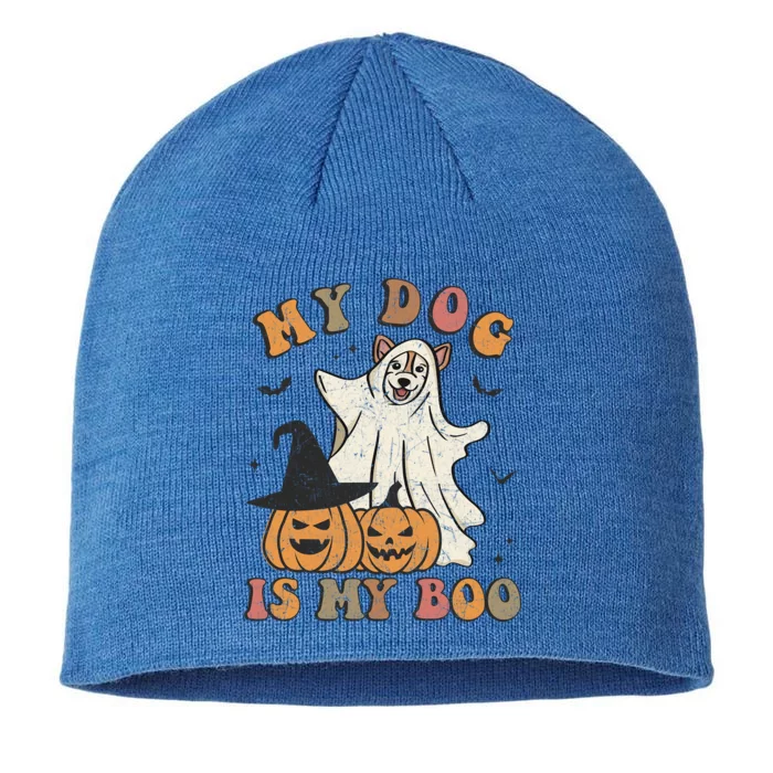 My Dog Is My Boo Ghost Dog Funny Halloween Retro Dogs Lover Cute Gift 8 1/2in Sustainable Knit Beanie