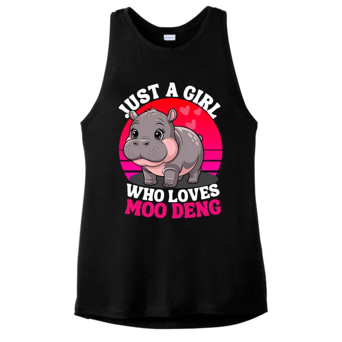 Moo Deng Just A Girl Who Loves Moo Deng Cute Baby Hippo Ladies Tri-Blend Wicking Tank