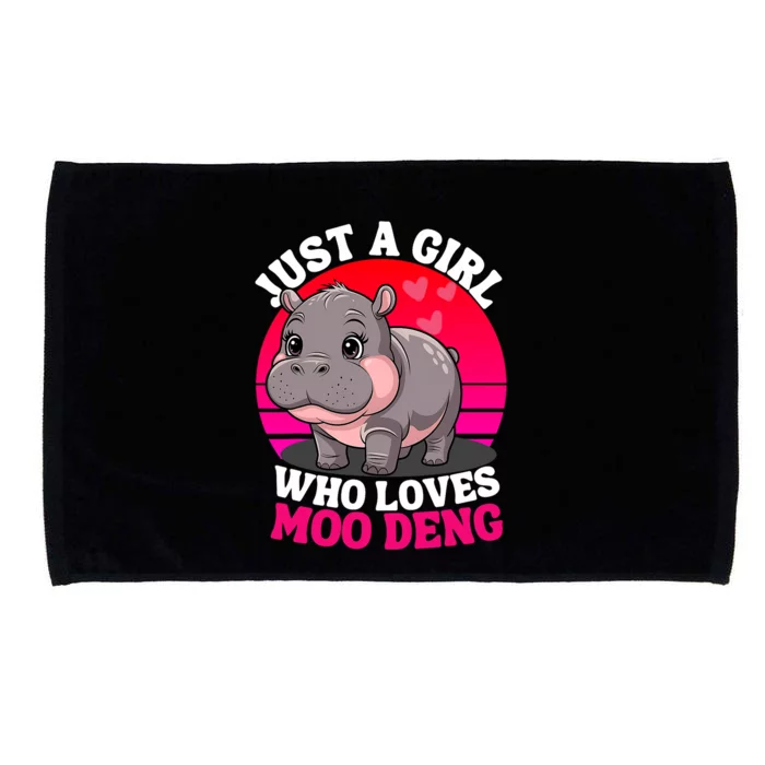 Moo Deng Just A Girl Who Loves Moo Deng Cute Baby Hippo Microfiber Hand Towel