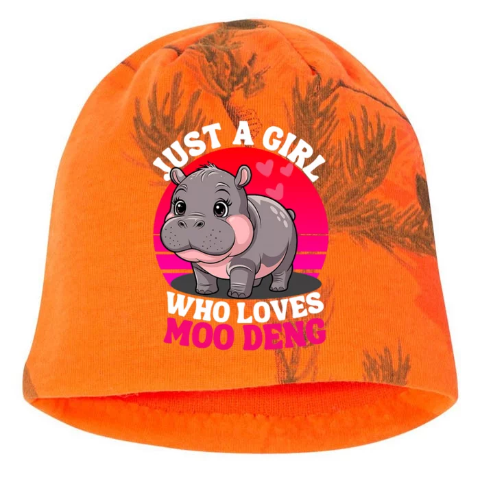 Moo Deng Just A Girl Who Loves Moo Deng Cute Baby Hippo Kati - Camo Knit Beanie