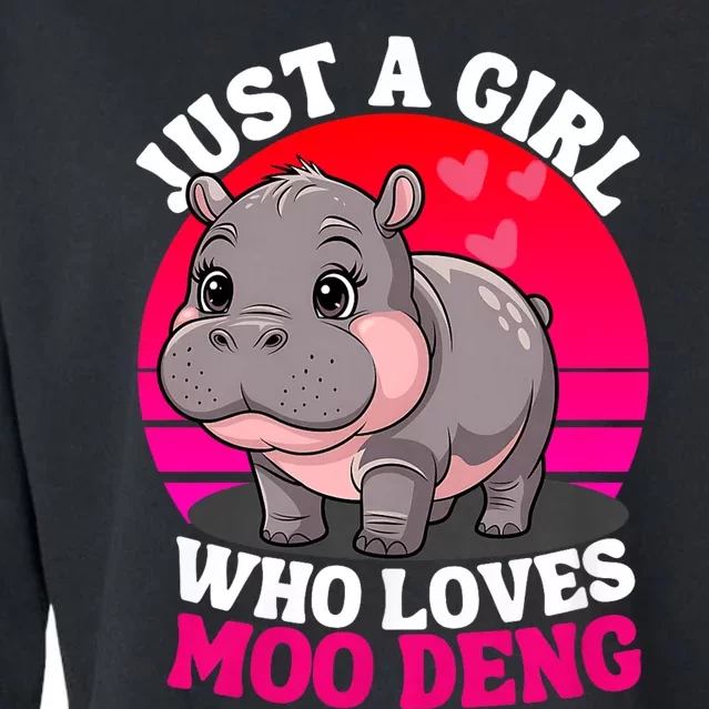 Moo Deng Just A Girl Who Loves Moo Deng Cute Baby Hippo Cropped Pullover Crew