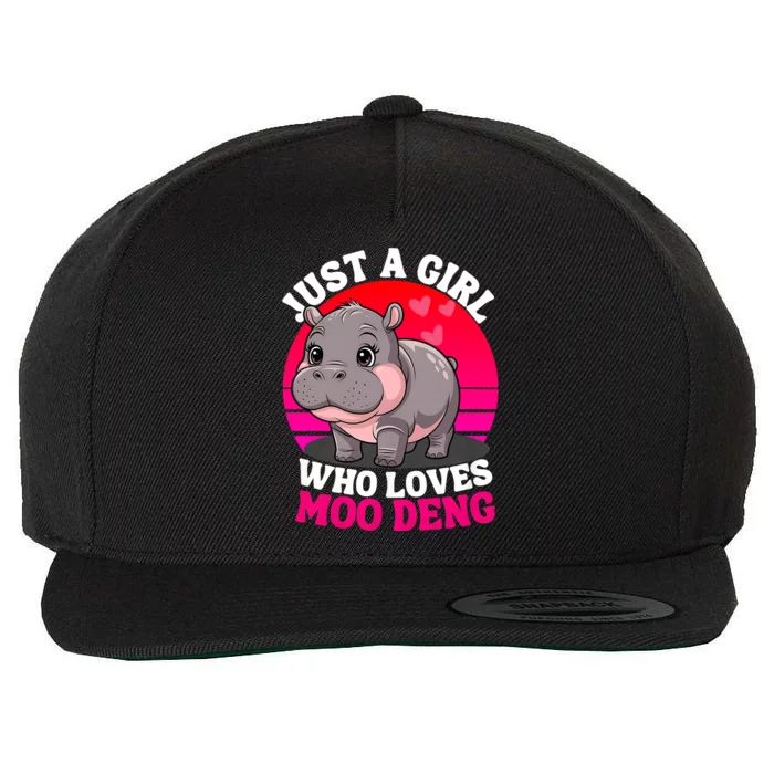 Moo Deng Just A Girl Who Loves Moo Deng Cute Baby Hippo Wool Snapback Cap