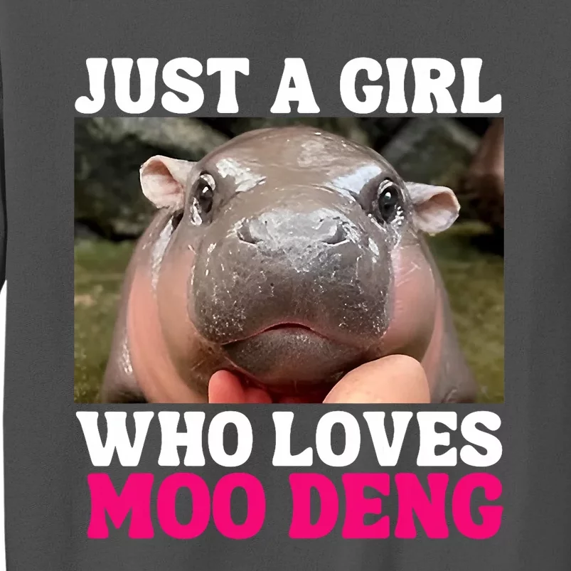 Moo Deng Just A Girl Who Loves Moo Deng Cute Baby Hippo Tall Sweatshirt