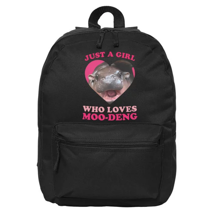 Moo Deng Just A Girl Who Loves Moo Deng Baby Hippo Meme 16 in Basic Backpack