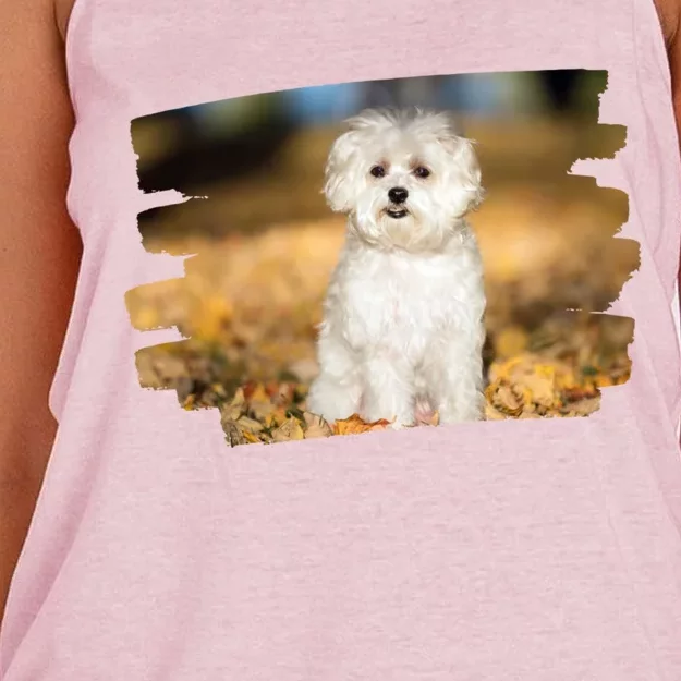 Maltese Dog Lover Gift Women's Knotted Racerback Tank