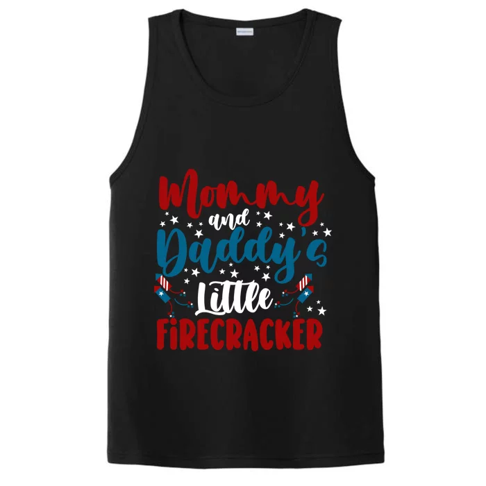 Mommy Daddy Little Firecracker 4th Of July Cool Gift Performance Tank