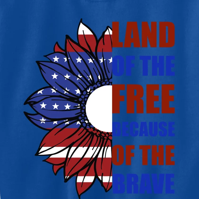 Memorial Day Land Of The Free Because Of The Brave Meaningful Gift Kids Sweatshirt