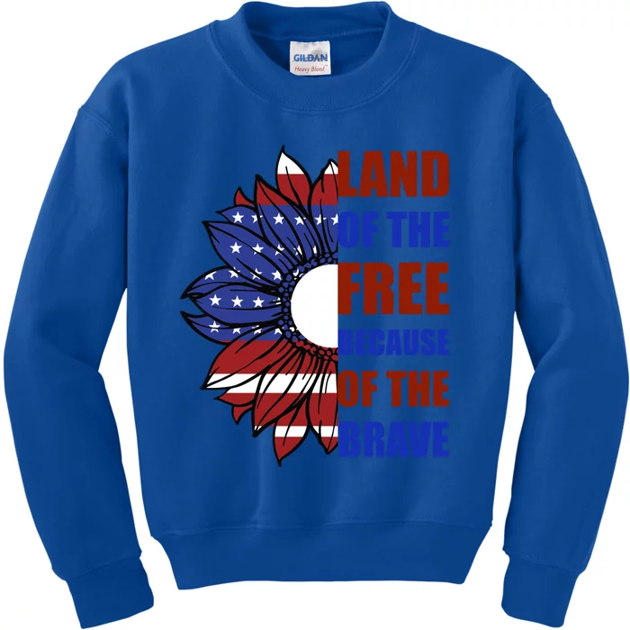 Memorial Day Land Of The Free Because Of The Brave Meaningful Gift Kids Sweatshirt