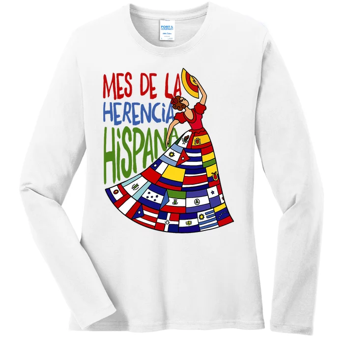 Mes De La Herencia Hispana Hispanic Heritage Month Ladies Long Sleeve Shirt