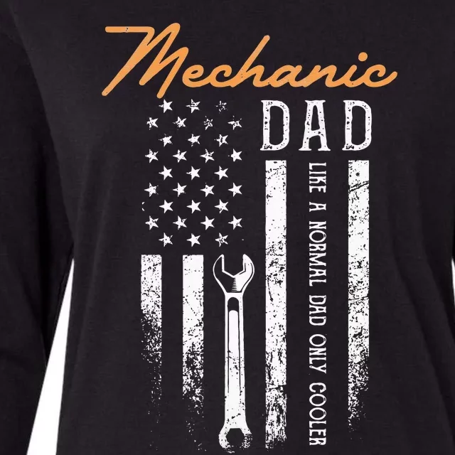 Mechanic Dad Like A Normal Dad Only Cooler USA Flag Womens Cotton Relaxed Long Sleeve T-Shirt