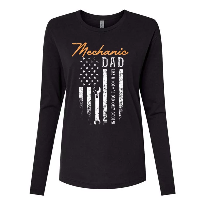 Mechanic Dad Like A Normal Dad Only Cooler USA Flag Womens Cotton Relaxed Long Sleeve T-Shirt