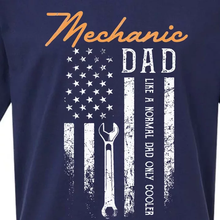 Mechanic Dad Like A Normal Dad Only Cooler USA Flag Sueded Cloud Jersey T-Shirt