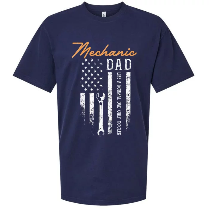 Mechanic Dad Like A Normal Dad Only Cooler USA Flag Sueded Cloud Jersey T-Shirt