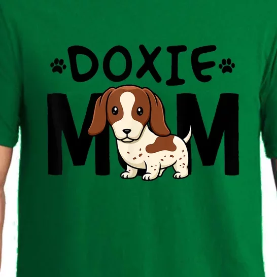 Mama Dog Lover Piebald Dachshund Mom Doxie Gift Pajama Set