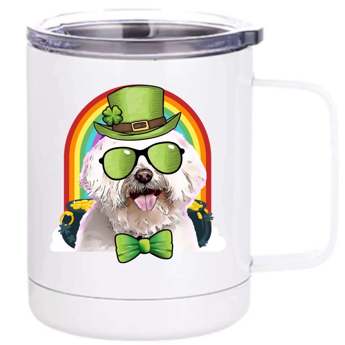 Maltese Dog Leprechaun Funny St Patricks Day Great Gift Front & Back 12oz Stainless Steel Tumbler Cup