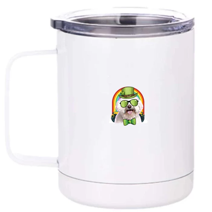 Maltese Dog Leprechaun Funny St Patricks Day Great Gift Front & Back 12oz Stainless Steel Tumbler Cup