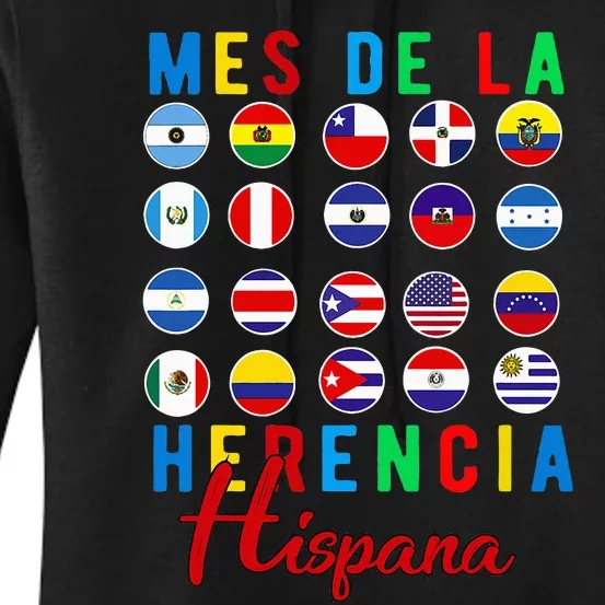 Mes de la Herencia Hispana National Latino Countries Flag Women's Pullover Hoodie