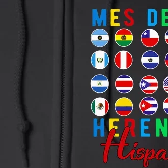 Mes de la Herencia Hispana National Latino Countries Flag Full Zip Hoodie