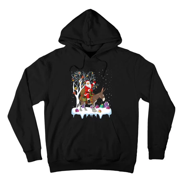 Mule Donkey Lover Xmas Gift Santa Riding Donkey Christmas Tall Hoodie