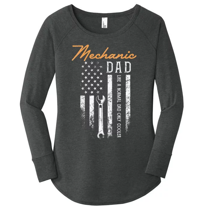 Mechanic Dad Like A Normal Dad Only Cooler USA Flag Women's Perfect Tri Tunic Long Sleeve Shirt