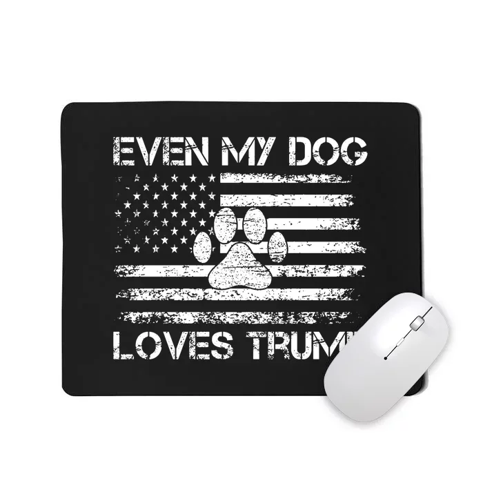 My Dog Loves Trump Funny American Flag Mousepad