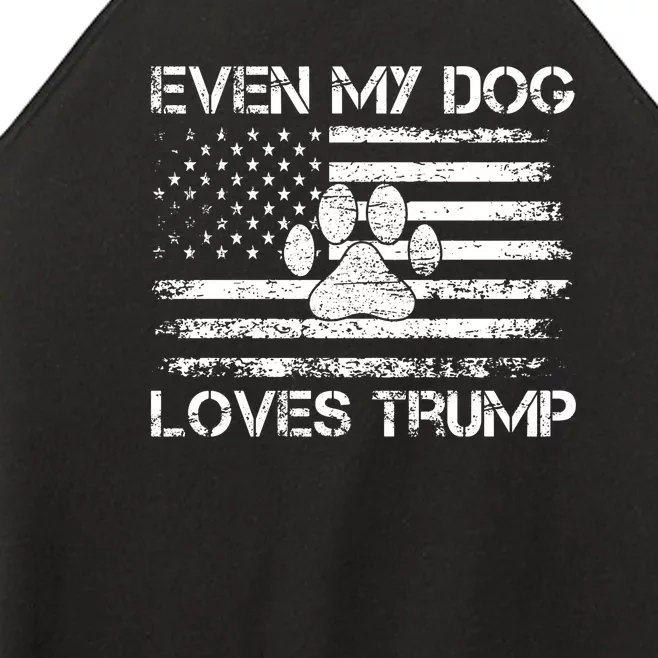 My Dog Loves Trump Funny American Flag Women’s Perfect Tri Rocker Tank