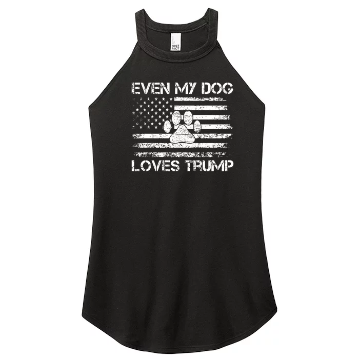 My Dog Loves Trump Funny American Flag Women’s Perfect Tri Rocker Tank