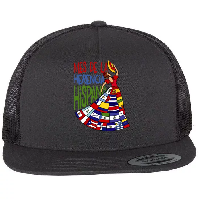 Mes De La Herencia Hispana Hispanic Heritage Month Flat Bill Trucker Hat