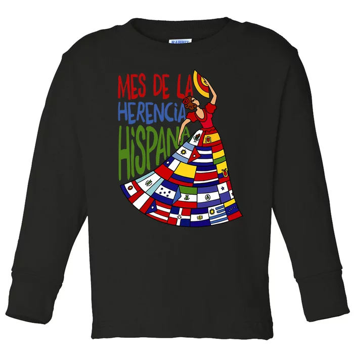 Mes De La Herencia Hispana Hispanic Heritage Month Toddler Long Sleeve Shirt