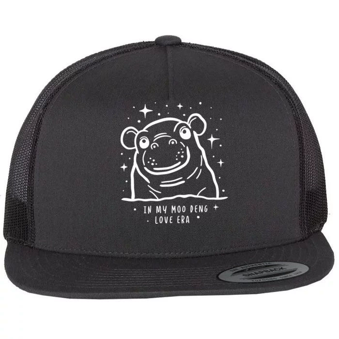 Moo Deng Love Era Minimalist Flat Bill Trucker Hat