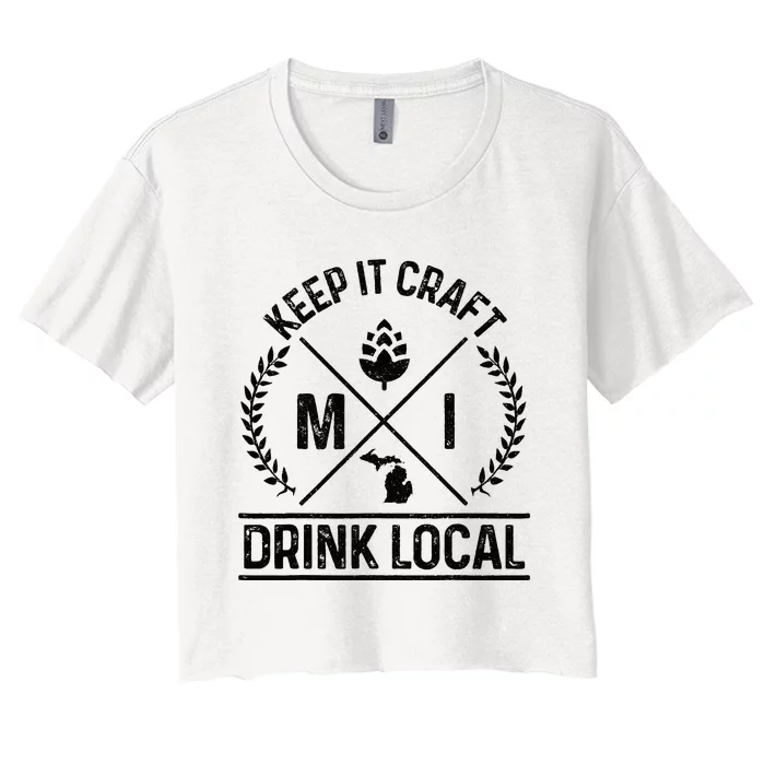 Michigan Drink Local IN Brewery Brewmaster Craft Beer Brewer Women's Crop Top Tee