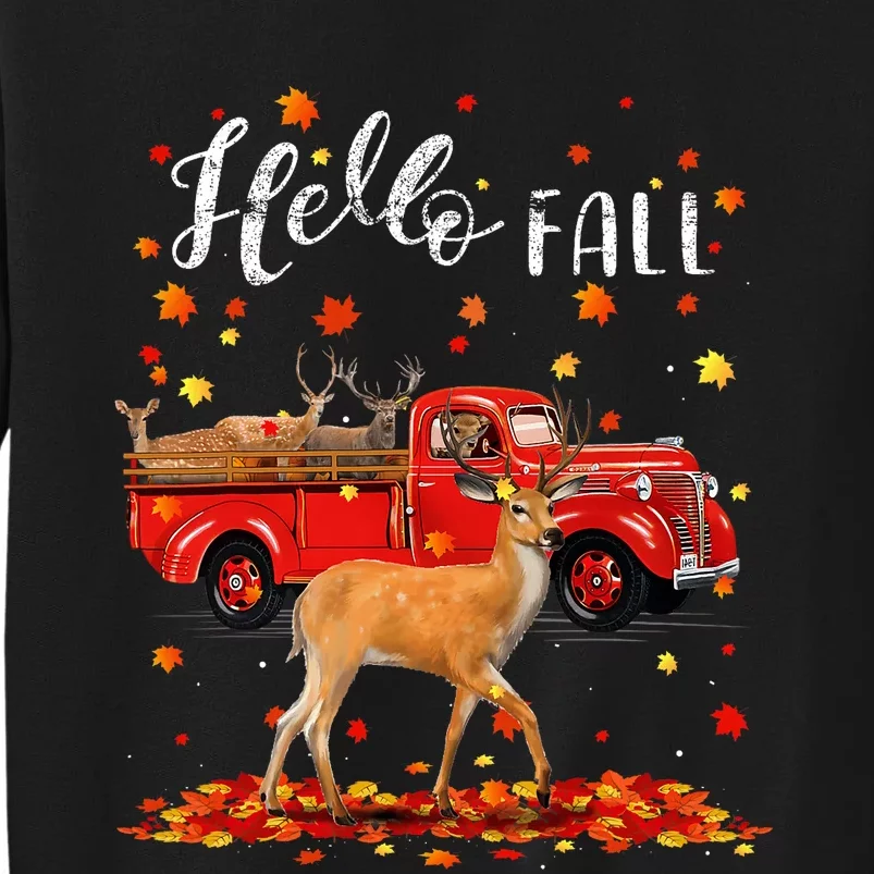 Maple Deer Leaf Fall Autumn Red Truck Gift Sweatshirt