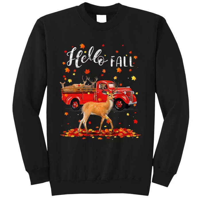 Maple Deer Leaf Fall Autumn Red Truck Gift Sweatshirt