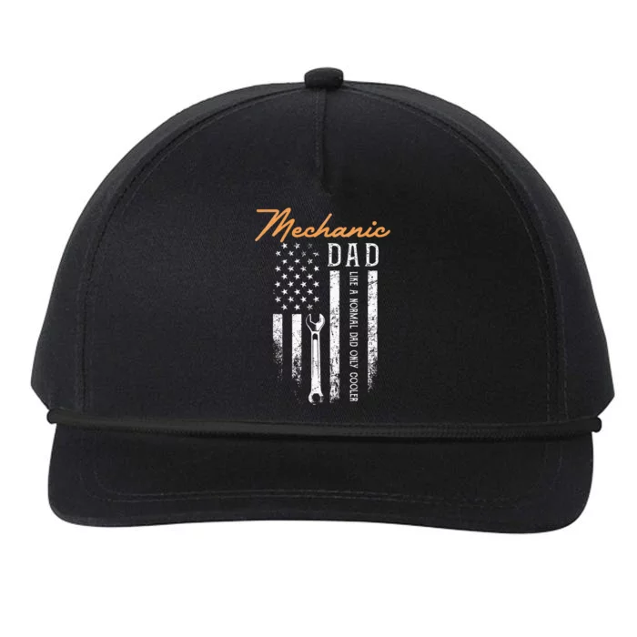 Mechanic Dad Like A Normal Dad Only Cooler USA Flag Snapback Five-Panel Rope Hat