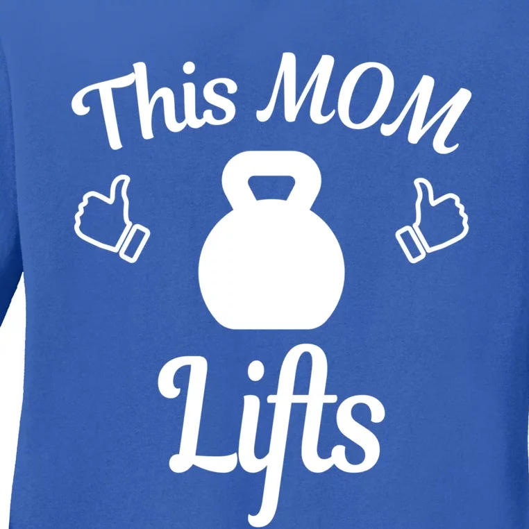 Mother's Day Lifting Workout Kettlebell This Mom Lifts Gift Ladies Long Sleeve Shirt