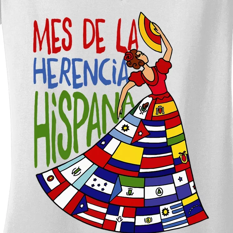 Mes De La Herencia Hispana Hispanic Heritage Month Women's V-Neck T-Shirt