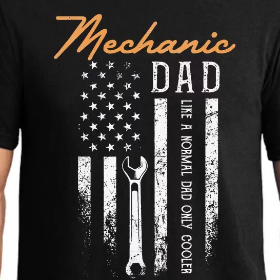 Mechanic Dad Like A Normal Dad Only Cooler USA Flag Pajama Set